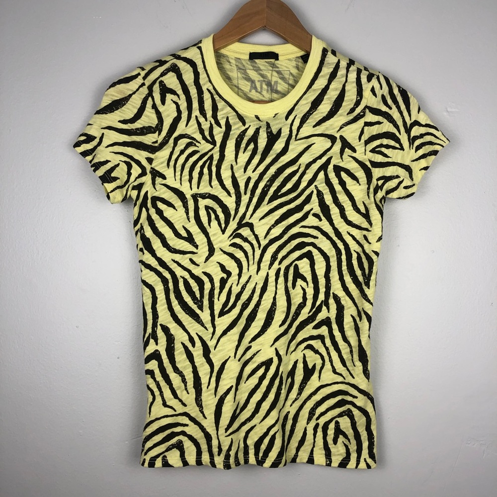 ATM Black Yellow Zebra Print Short Sleeve Tee